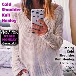 Cold Shoulder Knit Henley 🎉HOST PICK🎉